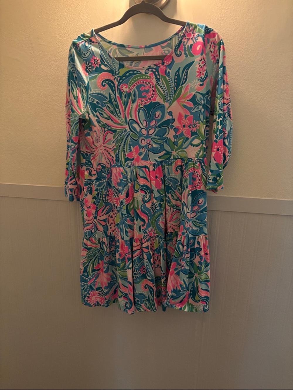Lilly Pulitzer Multicolor Floral Paisley Cotton Dress - Blue, Pink, Green